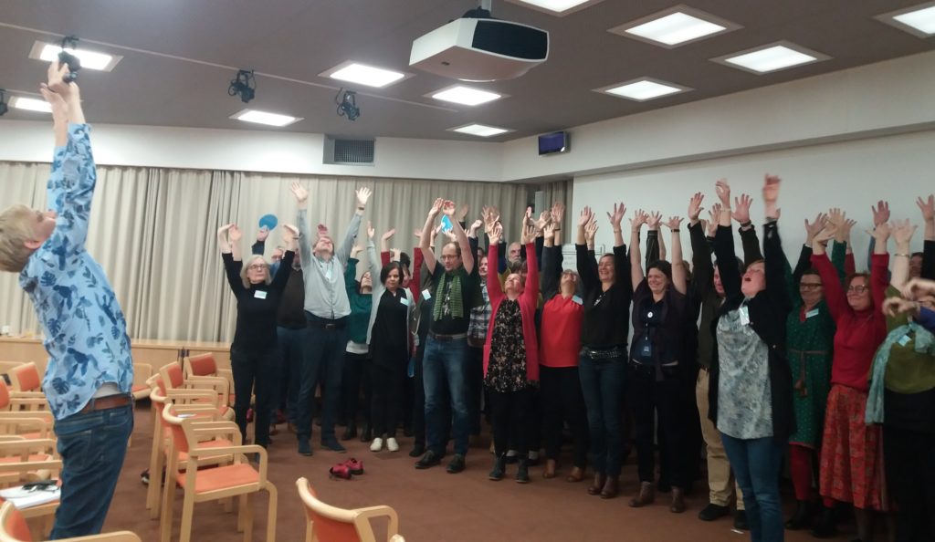 Antti Huntus and participants of the workshop at the World Saving Clinic-photo by Leena Marsio 2